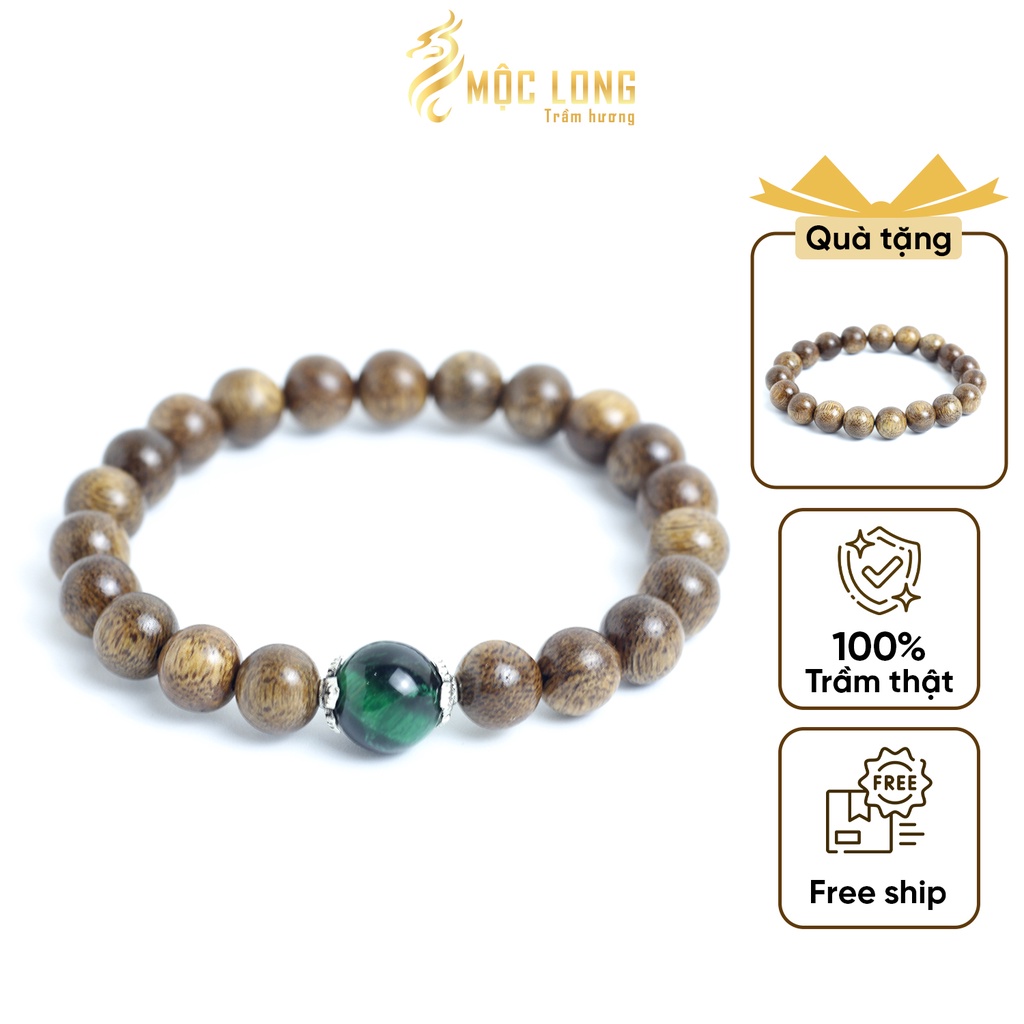 Vòng trầm hương mix charm đá phong thủy đeo tay chính hãng chuẩn Trầm Tốc đủ size 6 7 8 10 li MỘC PHONG