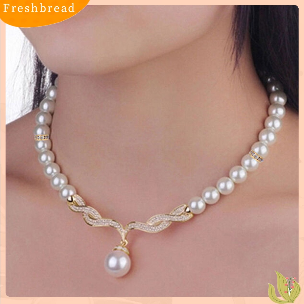 Vòng cổ Và Khuyên Tai Phối Hạt Ngọc Trai Thời Trang Xinh Xắn Cho Nữ