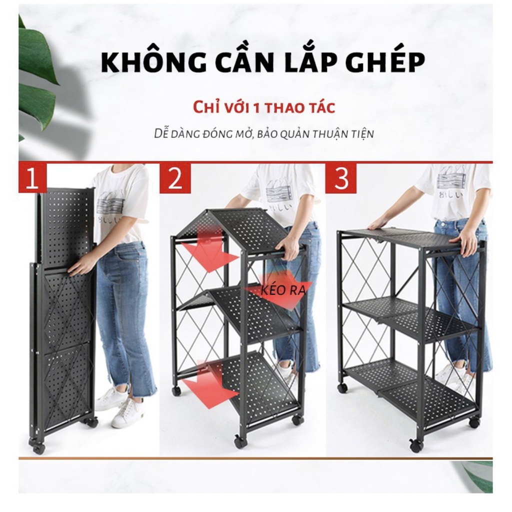 Kệ Gấp Gọn Đa Năng , Kệ Nhà Bếp MB HOME 3/4/5 tầng có bánh xe di chuyển (NC6)