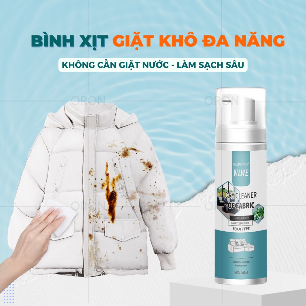 Xịt giặt khô đa năng, giặt khô sofa, rèm, đệm, quần áo túi sách Oron