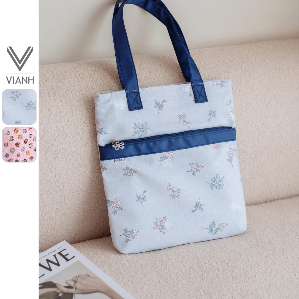 Túi vải tote bag nữ đẹp vintage dễ thương nhiều ngăn khoá kéo cao cấp Gumely ViAnh Store GU02