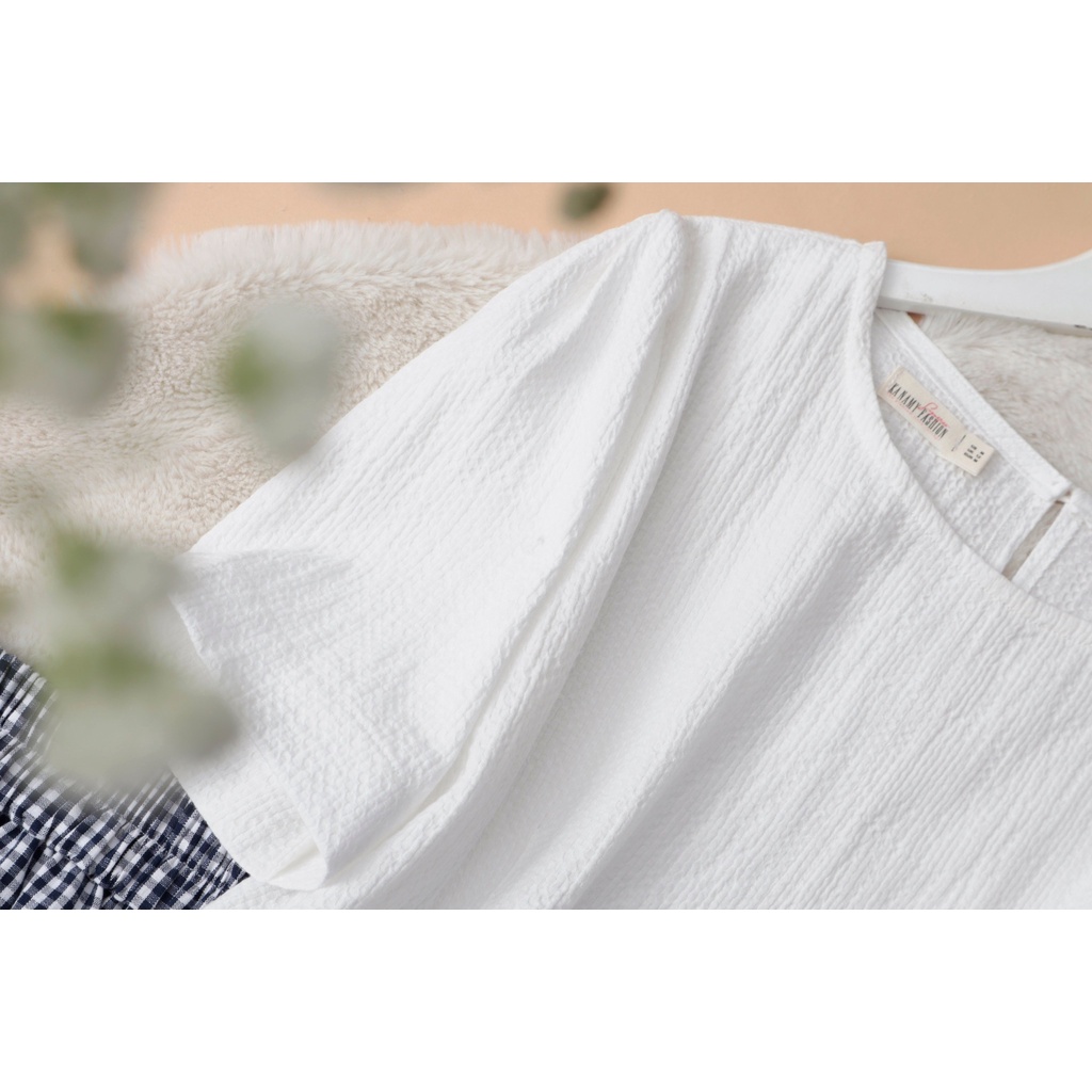 Áo xốp cotton KANAMY cổ tròn màu trắng