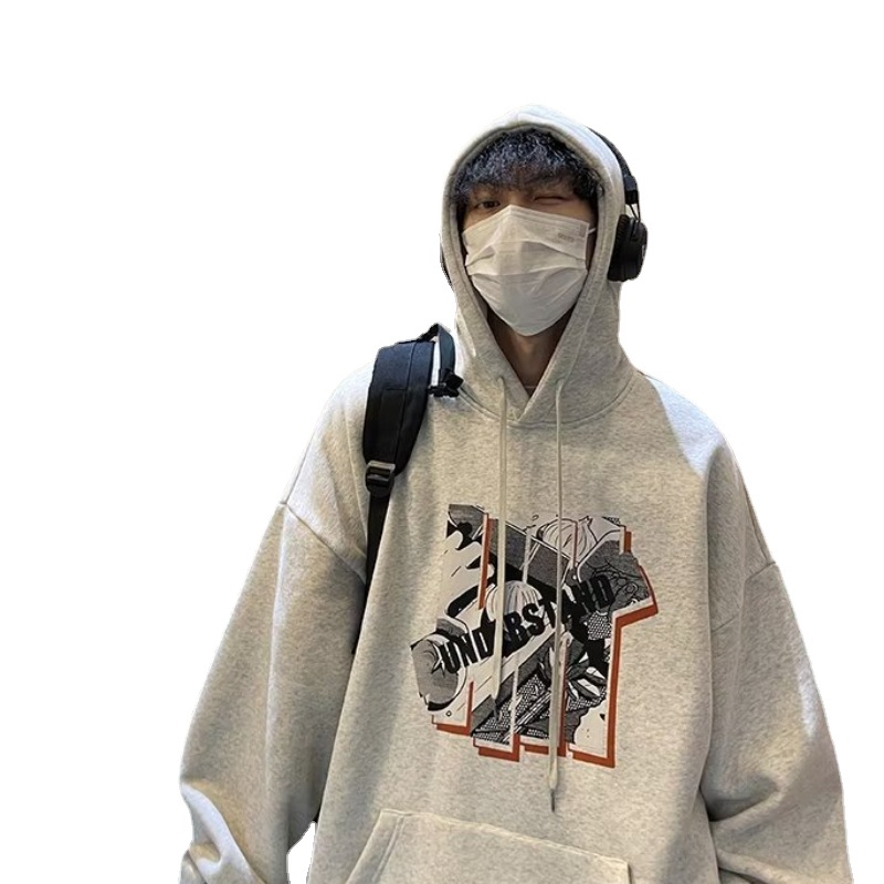 Áo Hoodie Form Rộng In Họa Tiết Hoạt Hình Phong Cách Hiphop Đường Phố