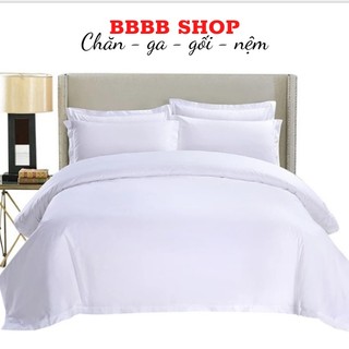 Bộ Ga Gối Cotton Khách Sạn RIOTEX Trắng Trơn T0 hàng đẹp full kích thước 1m/1m2/1m4/1m6/1m8/2m2