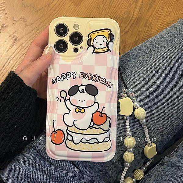 White Plaid Bear Apple 14 Phone Case Iphone11/12/13/Xs/XR Cartoon Cute Couple Internet Celebrity Female NhiP