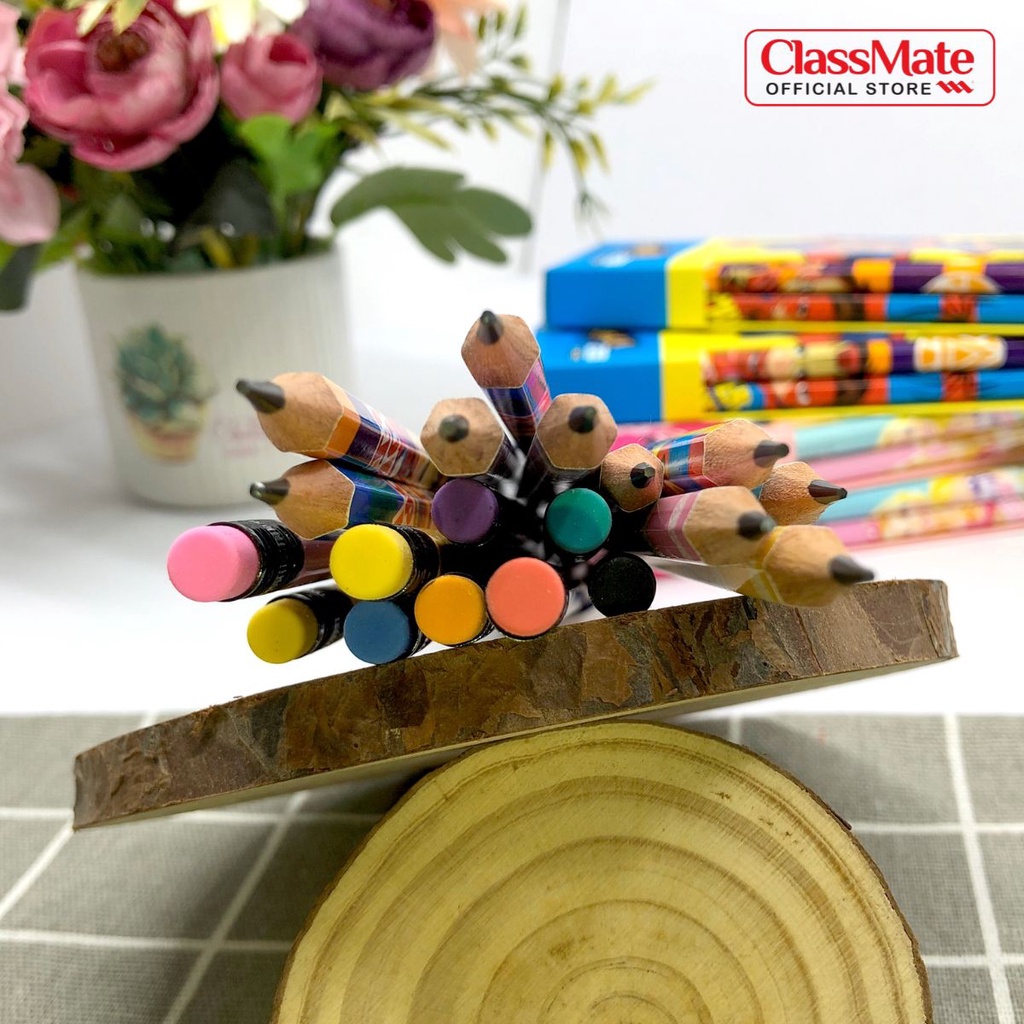 Hộp 12 Bút Chì Gỗ Có Tẩy 2B CLASSMATE Nét Bút Mịn, Hình Siêu Nhân Ngộ Nghĩnh, Dùng Để Luyện Chữ Cho Học Sinh PC01-SK