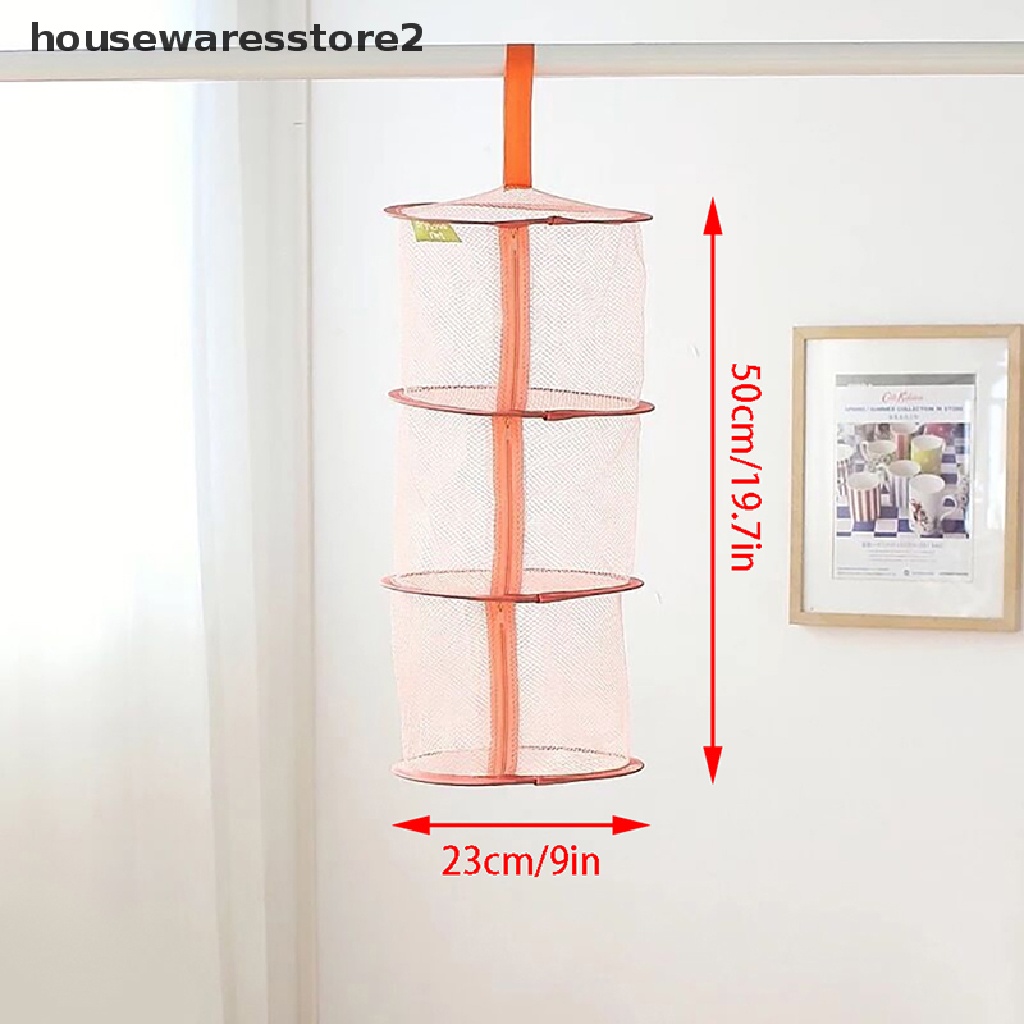 [Housewarestore2] Túi Lưới Treo 3 Tầng Đựng Đồ Dùng Khô Thoáng Có Khóa Kéo Hàng Boutique