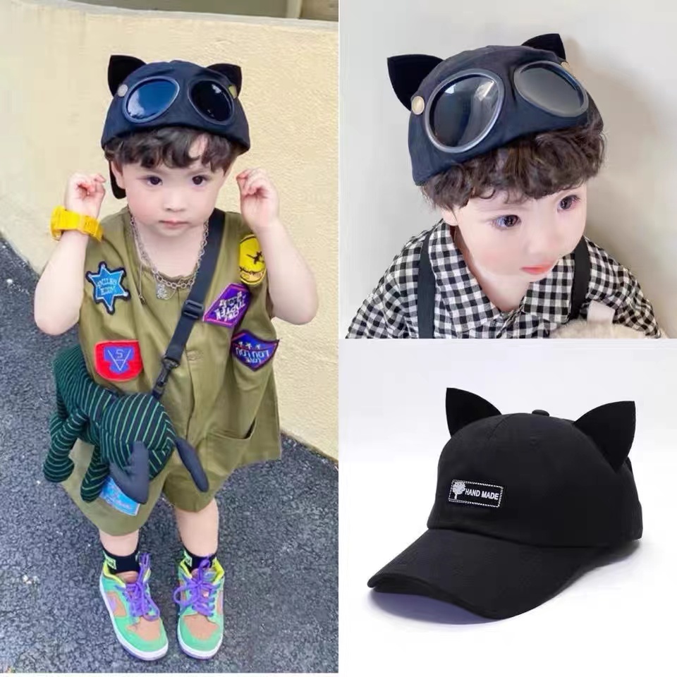 THE CAPAL Mũ Lưỡi Trai Kèm Kính Mát Tai Mèo Thời Trang Cho Gia Đình