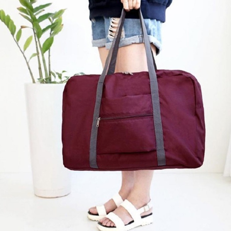 Set 2 Túi Đựng Hành Lý Xách Tay Sức Chứa Lớn Chống Nước Đa Năng Màu Hồng Đậm