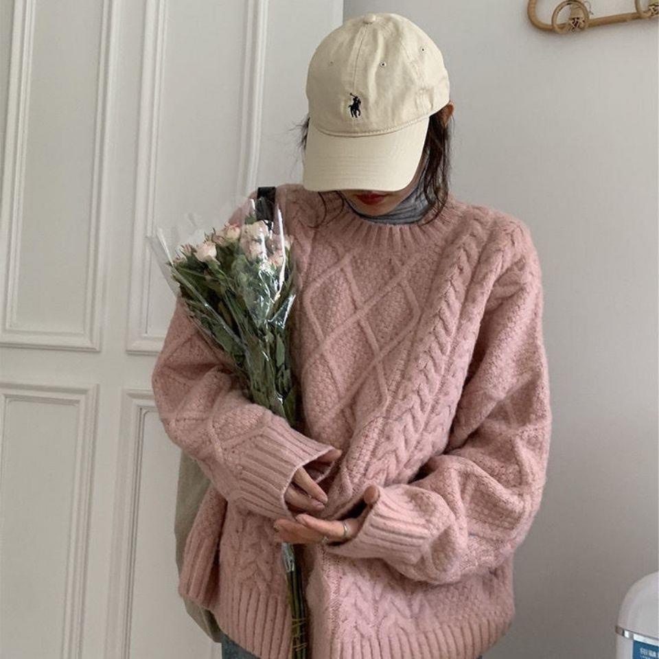 Áo len dệt kim dáng rộng thời trang thu đông cho nữ, áo Sweater