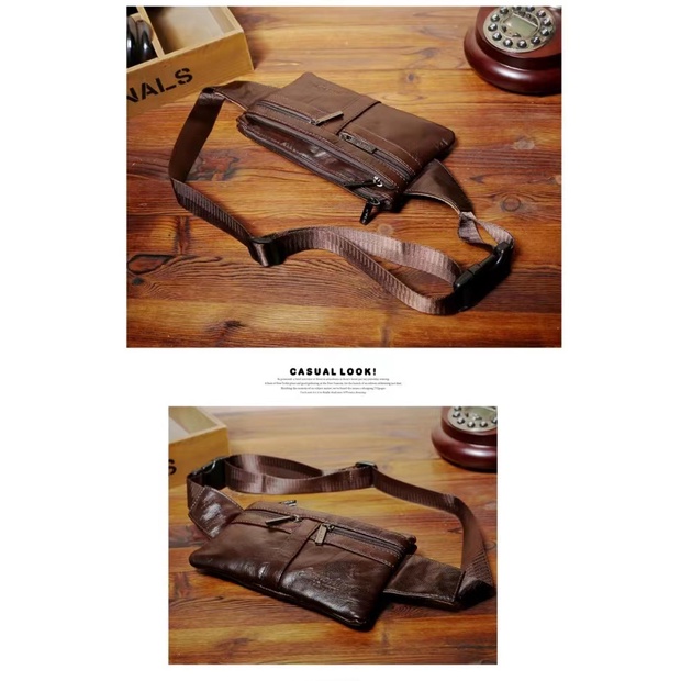 Túi Đeo Hông Thể Thao Bằng Da Thật Siêu Mỏng Đa Năng