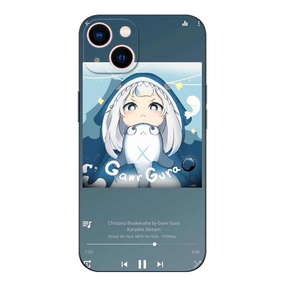 Ốp Điện Thoại tpu Màu Đen In Họa Tiết Hoạt Hình Gawr Gura Cho iphone 5s 5 s SE 2020 2016 6s 6 s 7 8 plus