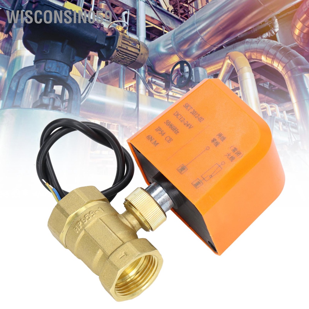 [Hàng Sẵn] DN25 Van bi điện 2 chiều dây thường kín bằng đồng thau đa năng DC12‑24V【Wisconsin059】