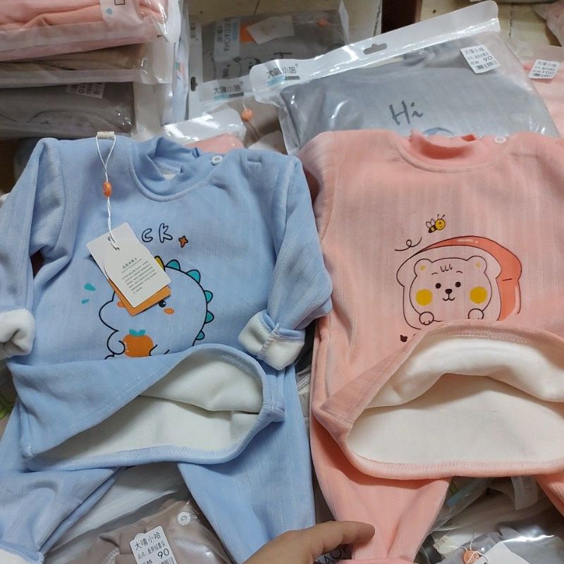Bộ nhung lót lông quảng châu cao cấp cho bé trai, bé gái từ 9-21kg
