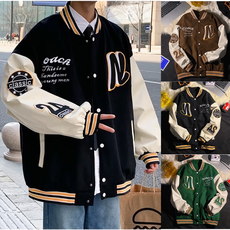 Áo Khoác Bóng Chày In Chữ Phong Cách Hip Hop Thời Trang Hàn Quốc Cho Nam Và Nữ áo khoác hoodie áo khoác nữ form rộng cao cấp