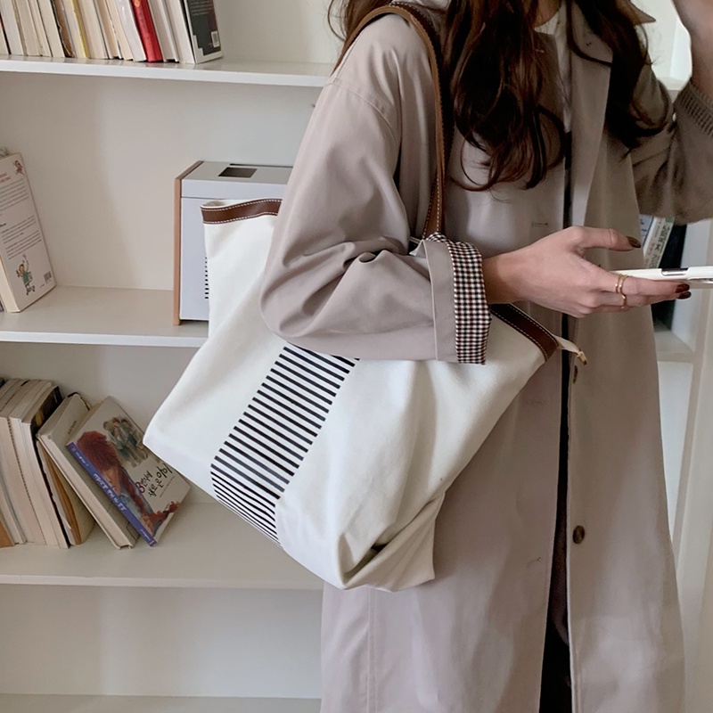 Túi Xách Đeo Vai Vải Bạt Ngăn Chứa Rộng Thời Trang Nữ retro