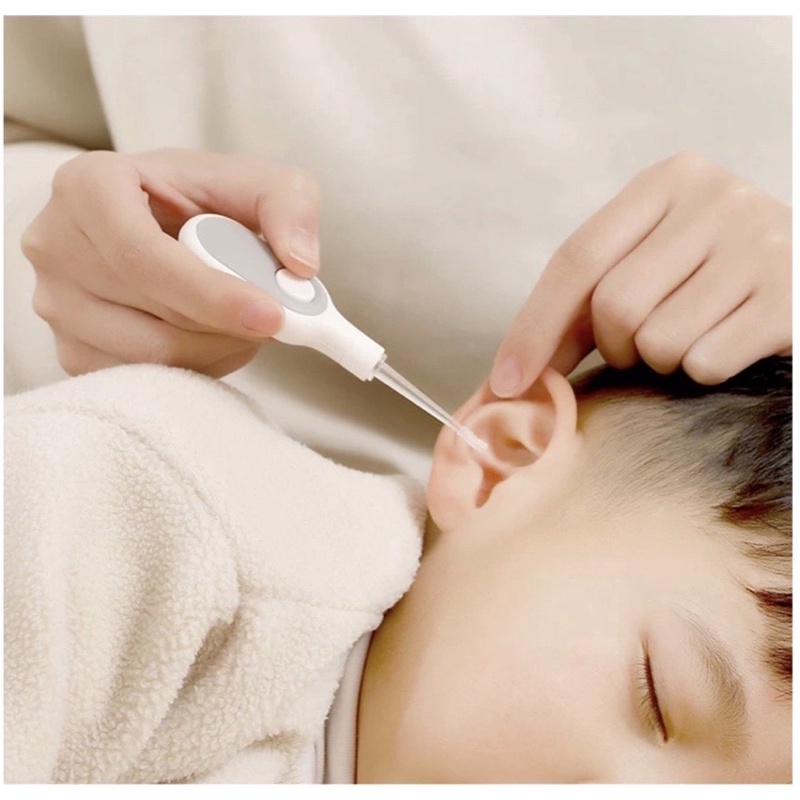Bộ lấy ráy tai đầu si.licon có đèn cho bé