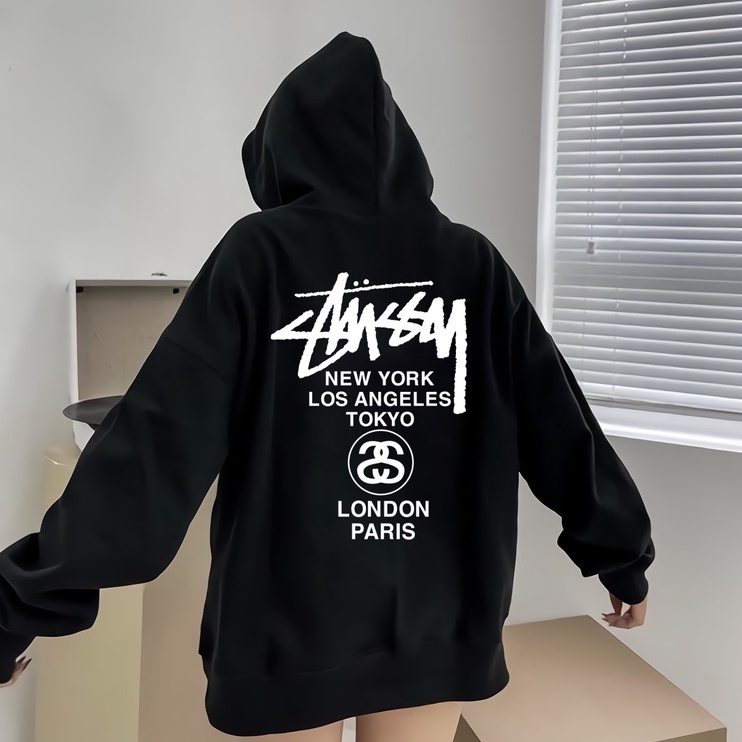 HOODIE STUSSY BLACK UNIVERSE SHOP CHẤT NỈ BÔNG