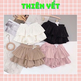 Chân váy xòe XẾP LY HAI 2 TẦNG ( hàng loại 1 ) dáng ngắn cạp cao dày có quần trong nữ - Thiên Yết