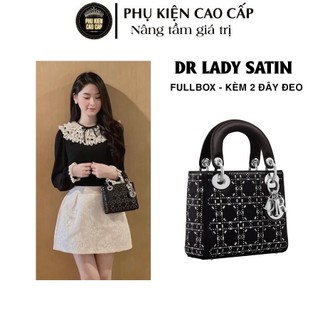 Túi quai xách + đeo chéo - dr lady satin size 17 đính đá sang trọng cao cấp.