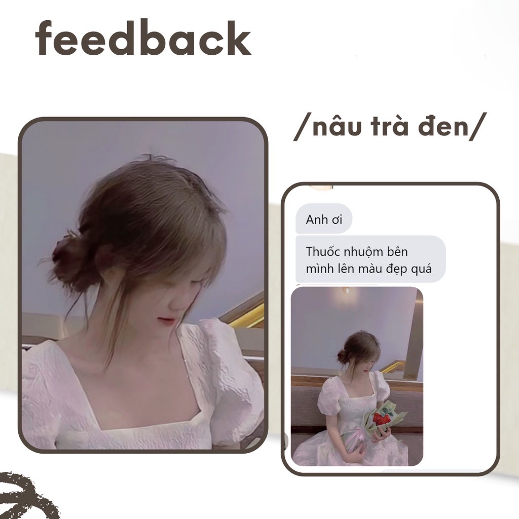 Thuốc nhuộm tóc nâu, thuốc nhuộm tóc Nâu Trà Đen, tặng kèm oxy trợ dưỡng và bao tay - Beautiful Hair