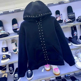 Áo khoác hoodie zip đính đá - áo khoác nam nữ đính đá chất vải nỉ