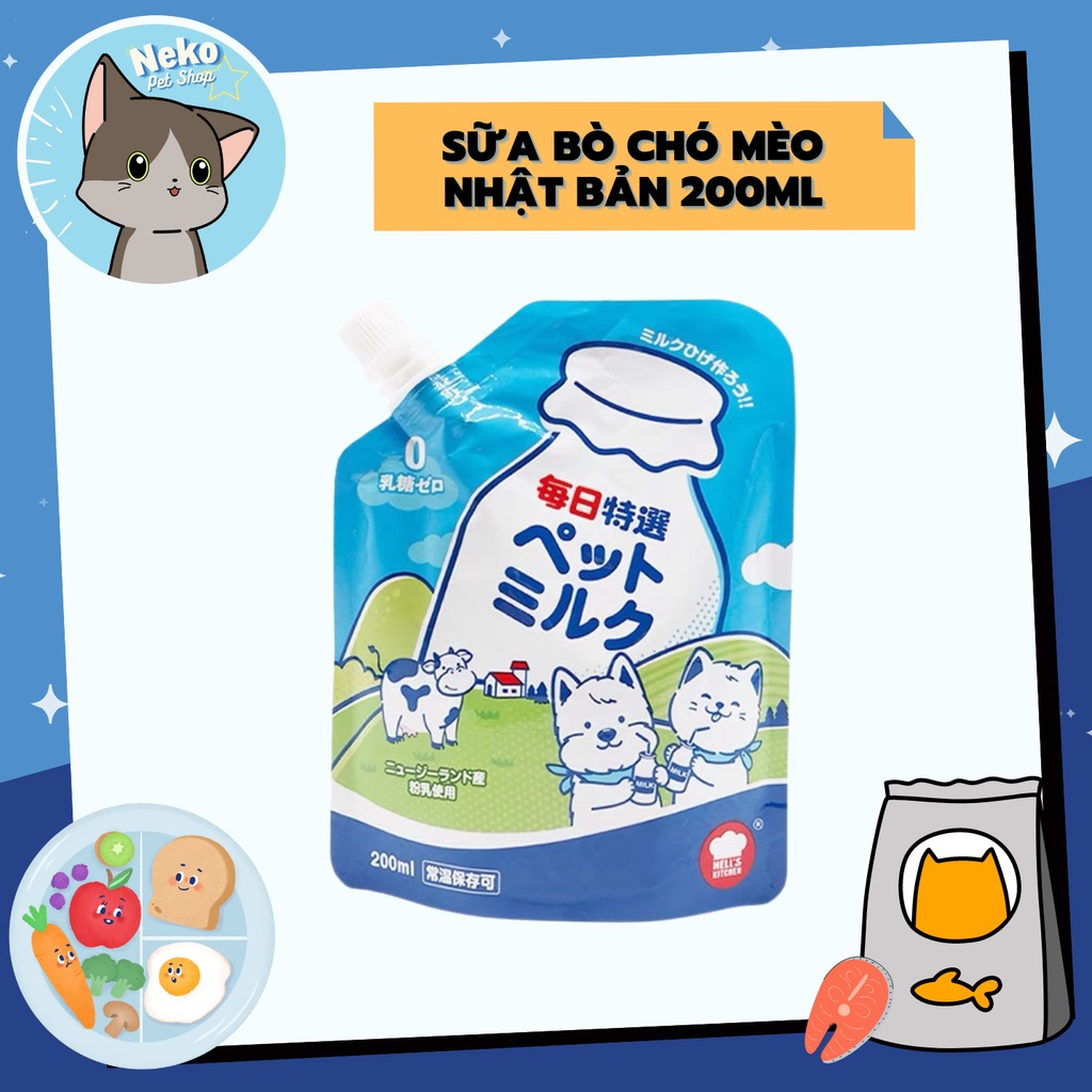 Sữa Bò HELL'S KITCHEN Nhật Bản Túi 200ml Dành Chó Mèo