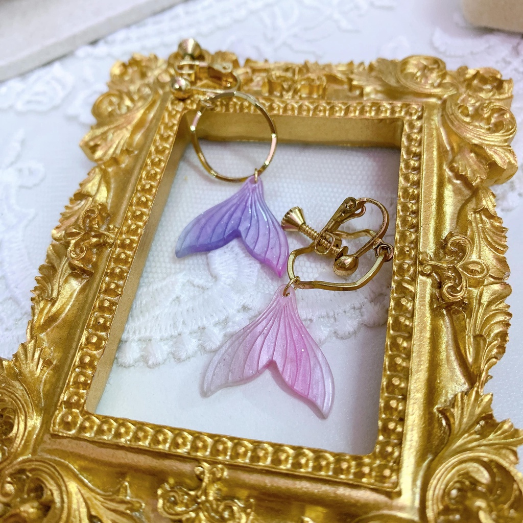 Khuyên tai kẹp không bấm lỗ chốt điều chỉnh K261 bằng hợp kim mạ vàng hình đuôi cá dáng midi Leous Accessories