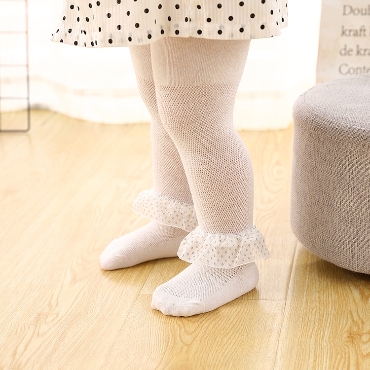 Quần tất lưới cổ bèo cotton thoáng khí cho bé gái