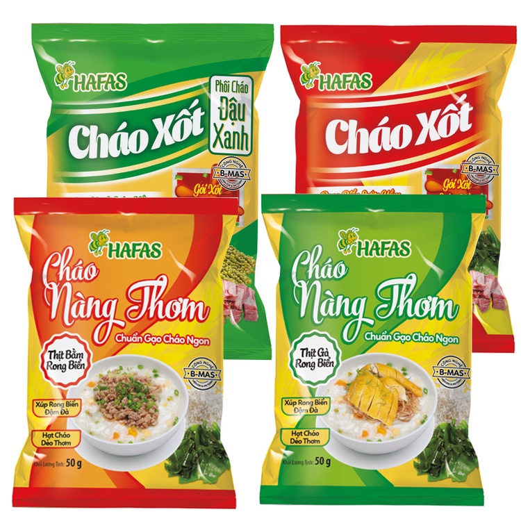 (Combo 8 gói) - Cháo ăn liền HAFAS - Nàng thơm thịt bằm - thịt gà/Cháo sốt rong biển