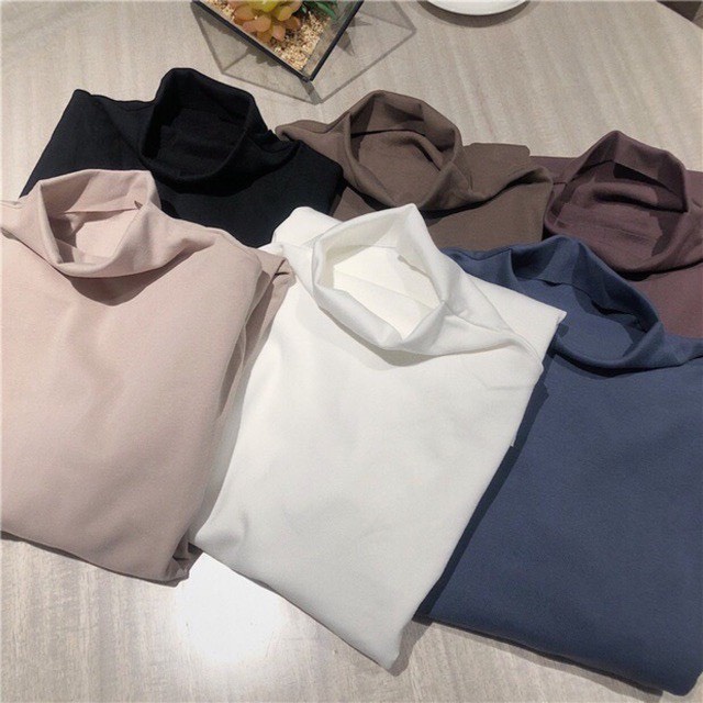 Áo giữ nhiệt nam lót nỉ áo ấm nam dài tay cổ cao 5 phân giữ ấm dày dặn -QQ SHOP