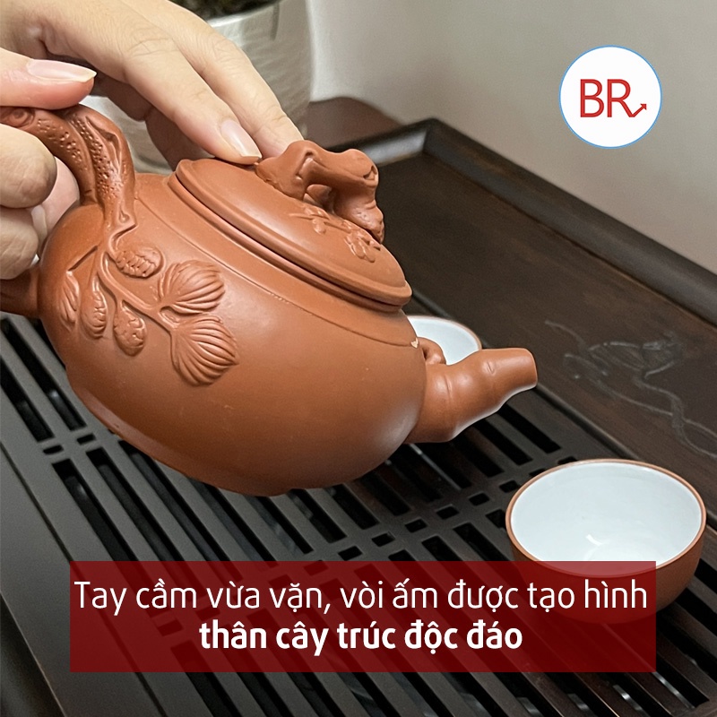 Bộ ấm chén đất nung Hoa Anh Đào, bộ ấm uống trà cao cấp -Buôn rẻ 01685