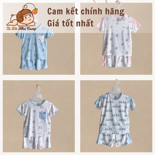 Bộ cộc tay cài vai sợi tre cho bé từ 6m-3y