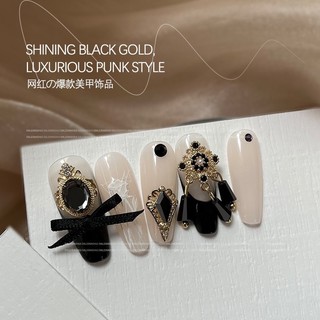 Set 5 Charm đá đen cao cấp trang trí móng đá sáng lấp lánh