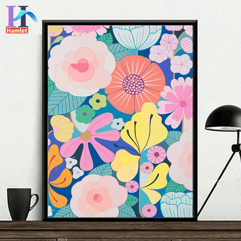 Set tranh tô màu số hóa DIY HAMLET hình cây hoa đơn giản 40x50cm handmade dành cho trang trí nhà cửa nghệ thuật