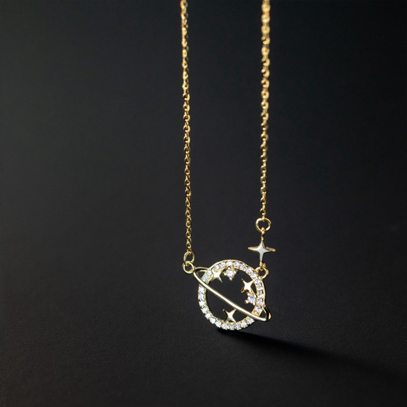 Vòng cổ Mặt Hình Hành Tinh Màu Vàng Kim Cương Đơn Giản Thời Trang Cho Nữ