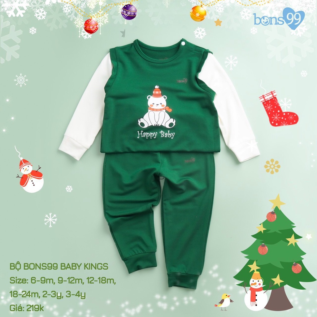 Bộ raglan nỉ cho bé diện mùa noel cực xinh bons99 chính hãng - ảnh sản phẩm 4