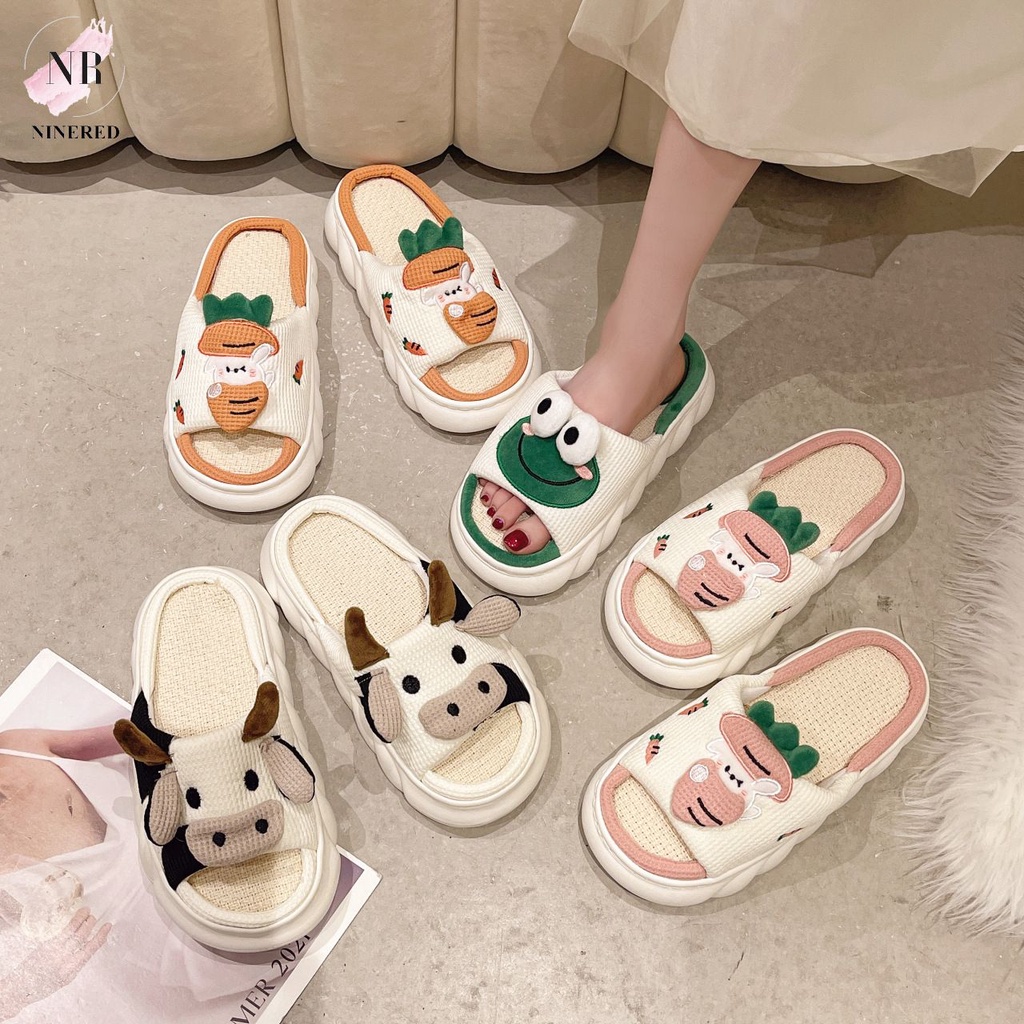 Dép Đế Bánh Mì Nam Nữ Hình Thú Thời Trang Kiểu Hàn Quốc NineRed Homewear - D109 - D102