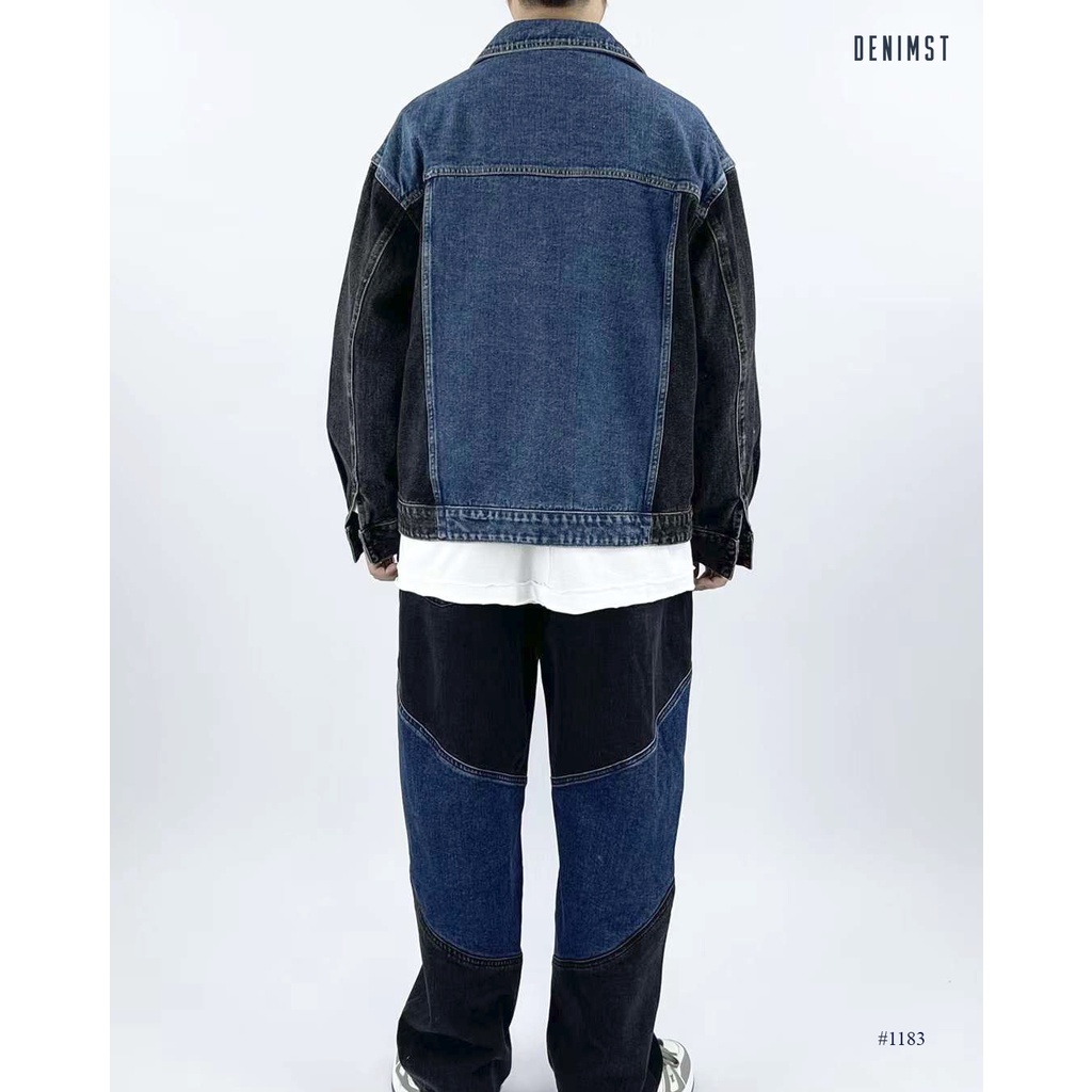 Áo khoác jean phối màu DENIMST 1183, áo khoác phong cách cá tính, bụi bặm form suông