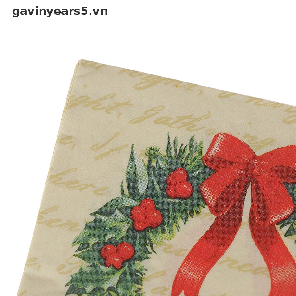Bộ 20 Khăn Giấy In Họa Tiết Vòng Hoa Dùng Một Lần Trang Trí Giáng Sinh