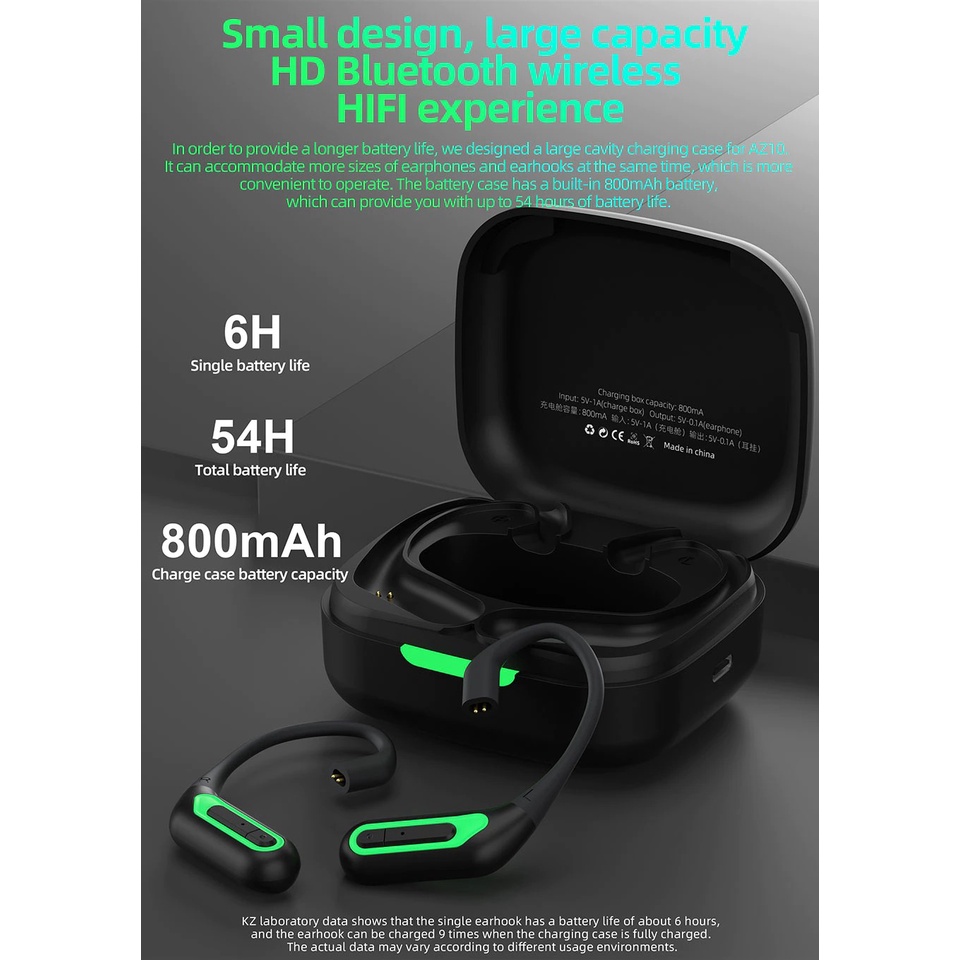 KZ AZ10 Cáp Tai Nghe Nhét Tai Không Dây Bluetooth  5.2  HIFI Tai Tai Nghe Thể Thao Loại Bỏ Tiếng Ồn