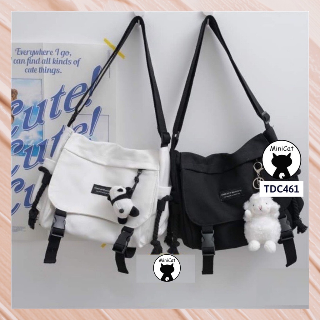 Túi đeo chéo vải canvas TDC461 MiniCat (không móc khóa gấu)