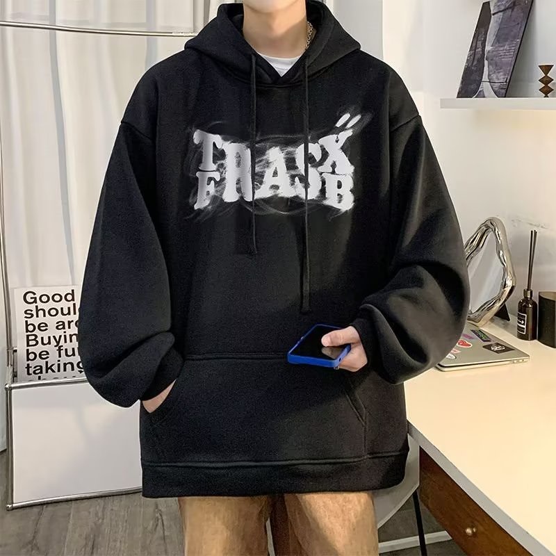 Áo hoodie AOKANG dáng rộng in họa tiết chữ cái thời trang trẻ trung thường ngày dành cho nam