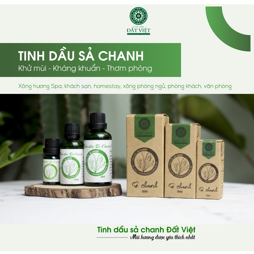 Tinh dầu Sả Chanh Nguyên Chất Đất Việt thanh lọc không khí, dưỡng tóc và xua đuổi côn trùng