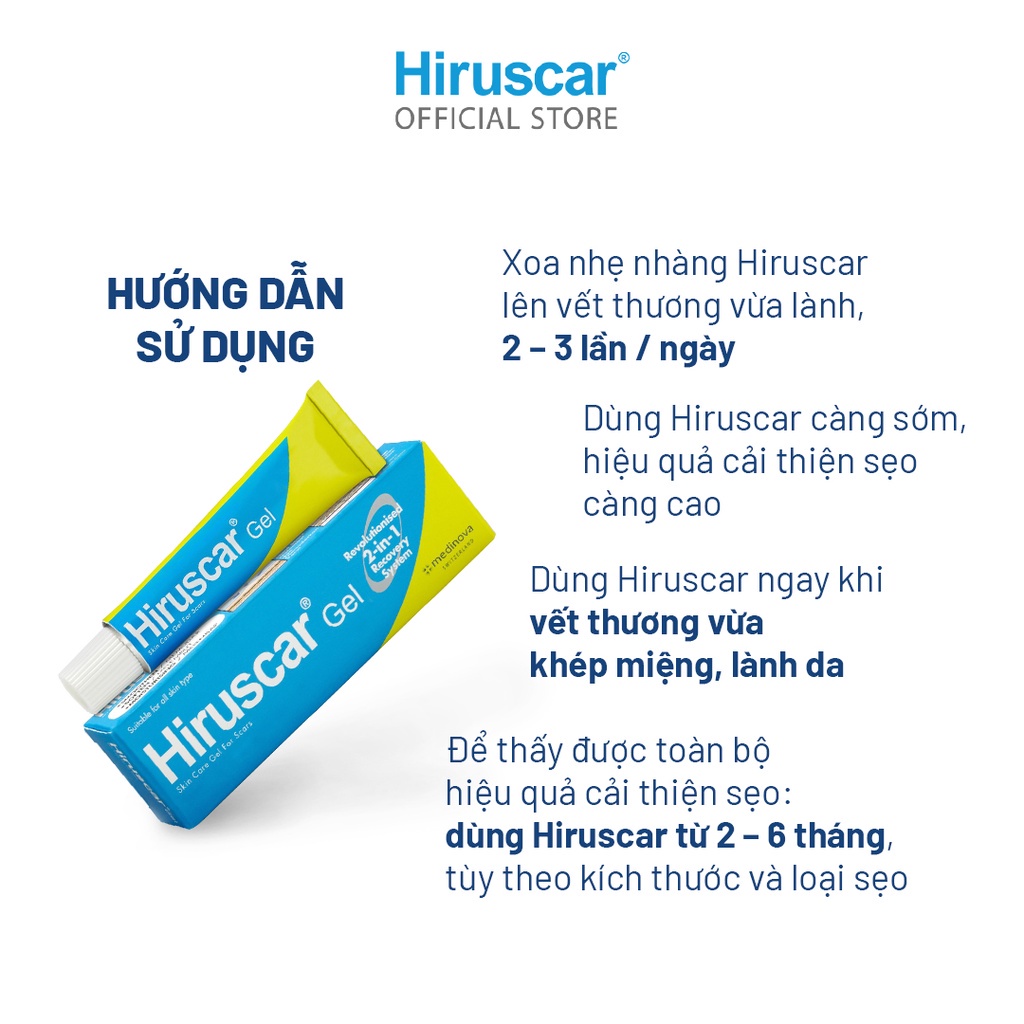 Bộ 3 Gel cải thiện sẹo vừa, sẹo lõm, sẹo thâm Hiruscar Gel 20g