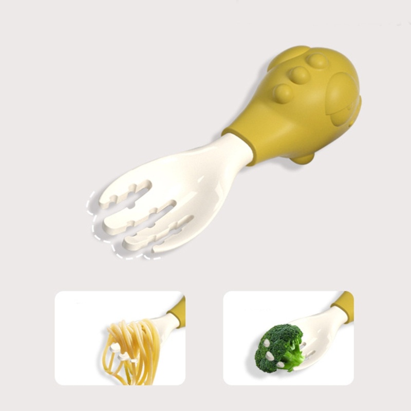 Set 2 Muỗng Nĩa Mini Họa Tiết Hoạt Hình Cho Bé Tập Ăn