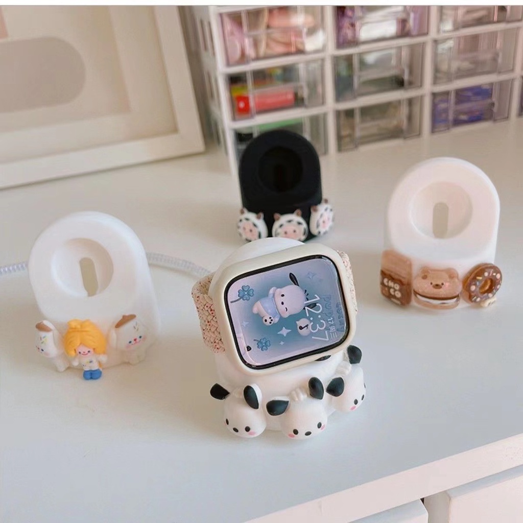 Đế Sạc Bằng Silicon Hình Gấu Pachacco Kuromi Dễ Thương Cho Apple Watch Ultra se Series 8 7 6 1 2 3 4 5 45mm 41mm 38mm 40mm 42mm 44mm