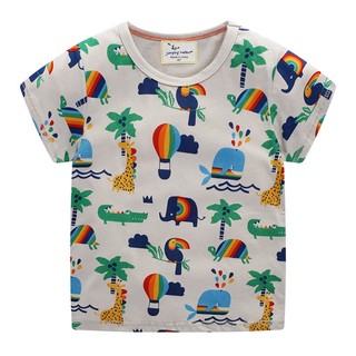 Áo thun cổ tròn hoạt tiết chim cho bé trai size 2T-7T