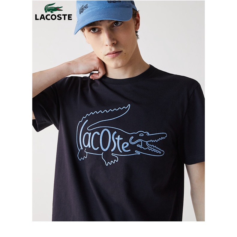 Áo Thun Tay Ngắn Cổ Tròn In Chữ Lacoste Thời Trang Cho Nam