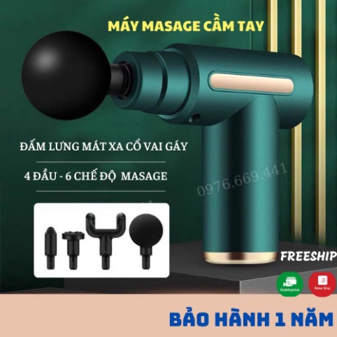 Máy Massage Cầm Tay Mini Đấm Lưng Mát Xa Trị Liệu Cổ Vai Gáy 4 Đầu 6 Chế Độ [ Chính Hãng ]